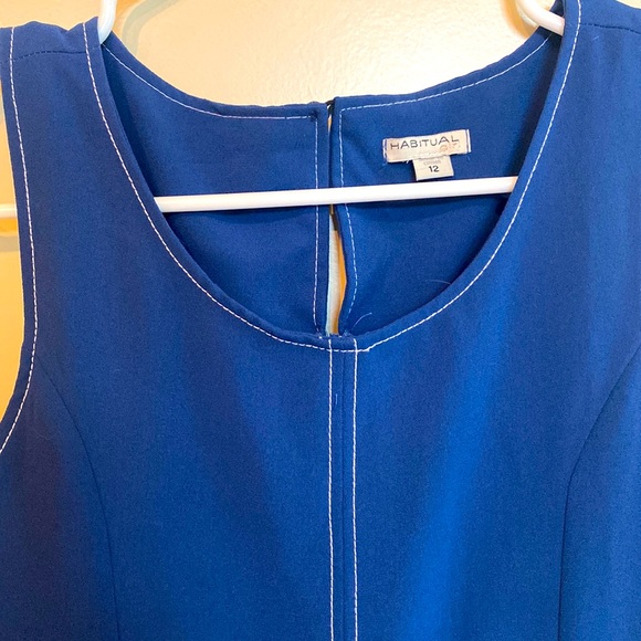 vintage navy cropped wide leg jumpsuit. - Picture 2 of 3